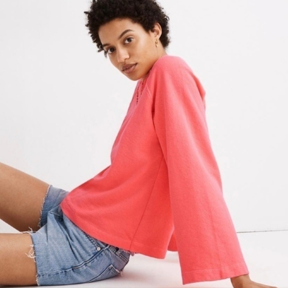 NEW Madewell Terry Raglan Neon Sweatshirt